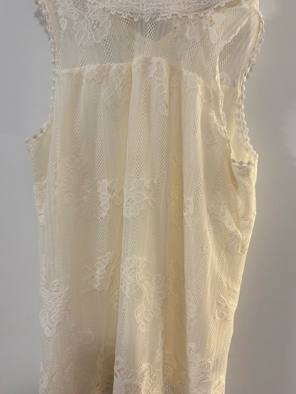 Boho Ivory Lace Sleeveless Top | Crochet Trim | Romantic Bohemian Blouse